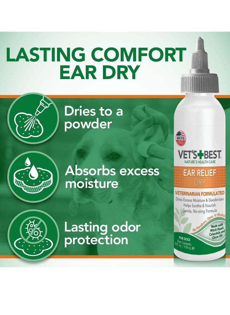 Vet's Best - Dog Ear Cleaner Kit Multi Symptom Ear Relief Wash and Dry Treatment Alcohol free - Image 1