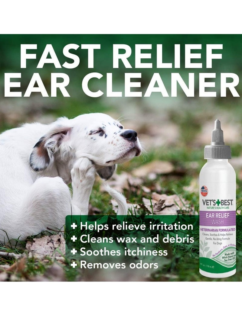 Vet's Best - Dog Ear Cleaner Kit Multi Symptom Ear Relief Wash and Dry Treatment Alcohol free - Image 1