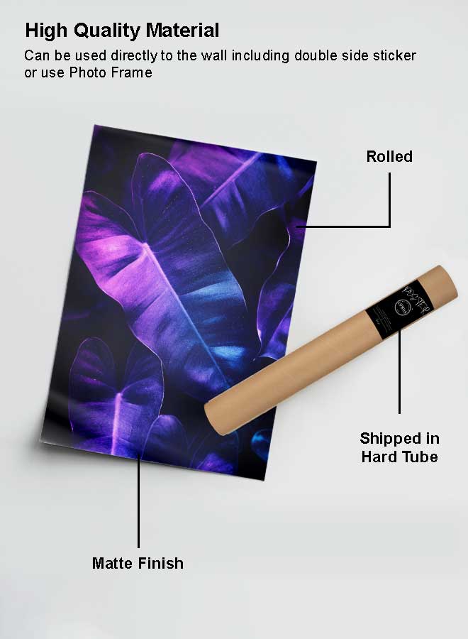 LOWHA Poster Painting Art With Four Separate Pieces Of Double-Sided Stickers Leaves In Neon Lights For Home Bedroom Living Room And Office Decor  - Image 2