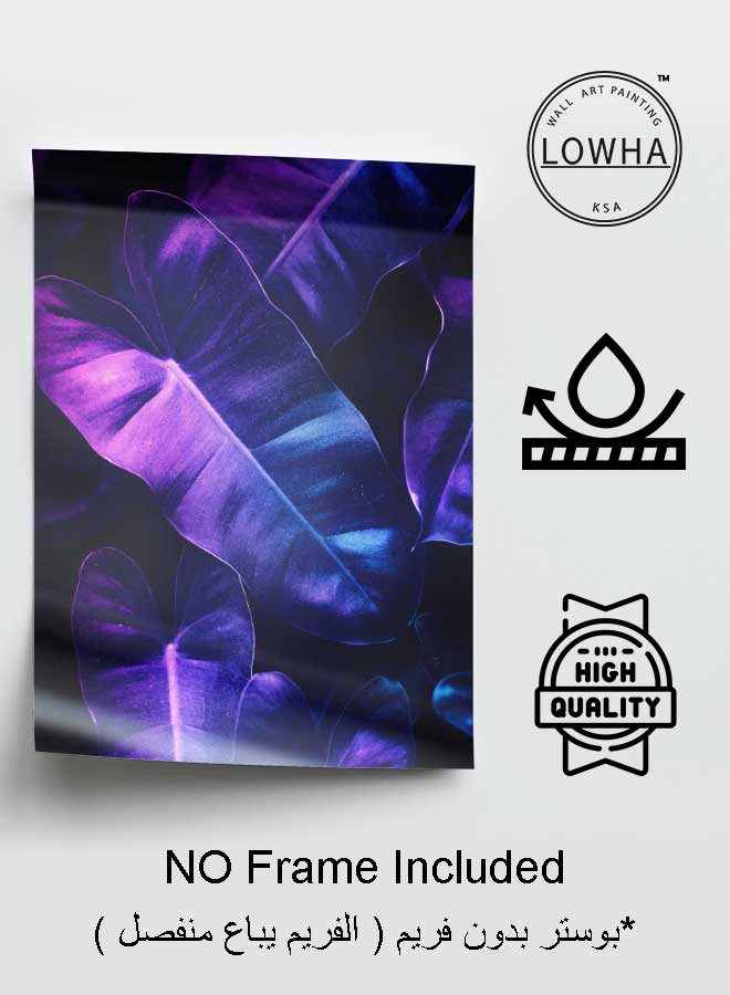 LOWHA Poster Painting Art With Four Separate Pieces Of Double-Sided Stickers Leaves In Neon Lights For Home Bedroom Living Room And Office Decor  - Image 3