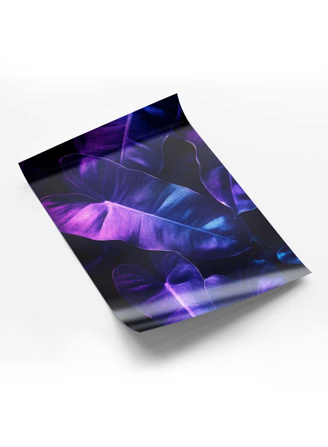 LOWHA Poster Painting Art With Four Separate Pieces Of Double-Sided Stickers Leaves In Neon Lights For Home Bedroom Living Room And Office Decor  - Image 1