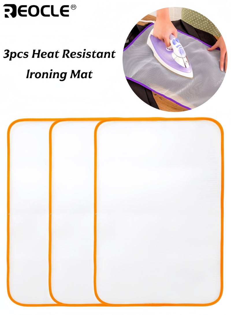 ريوكل 3 قطع من وسادة كي مقاومة للحرارة، تحمي الملابس أثناء الكي دون الحاجة إلى كهرباء، مصنوعة من شبكة بوليستر متينة مقاومة للاحتراق، سهلة الحمل والتنظيف، مثالية للعناية بأقمشة الملابس - Image 1