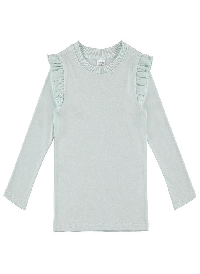 Cudlie 5-Pack Toddler Girl Long Sleeve Shirt - Basic Baby Tees, Blouses, Tops - Solid Striped & Ruffled Tshirts, 4T - Image 2