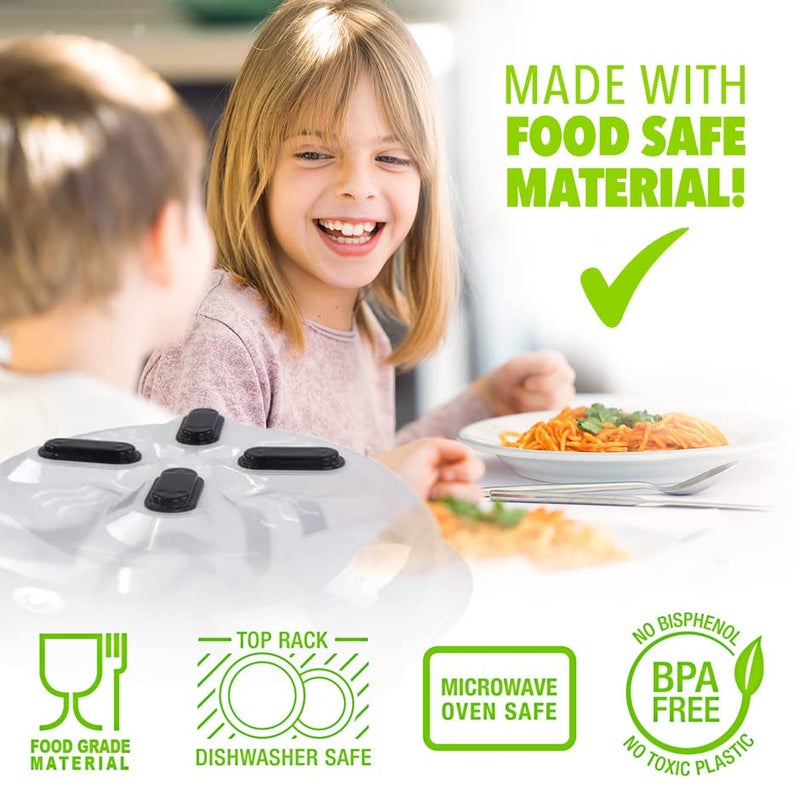 HOVER COVER Magnetic Microwave Splatter Cover, Clear Microwave Cover for Food - Vented & Magnetic, 12-inch, Food Grade Plate Cover, BPA Free - Black - Image 4