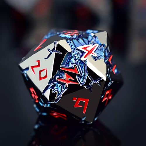 Rule Dice DD Dice 7 Die Metal DND Dice Set Weighted Metallic Dungeons and Dragons Dice Set Large Polyhedral D and D Dice Sets Cool MTG RPG Dice DND with Gifts Case for Role Playing Black Red - Image 1