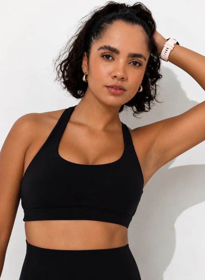 Mohuki Black Active Triple Line Crossback Bra for Women | Best Price UAE