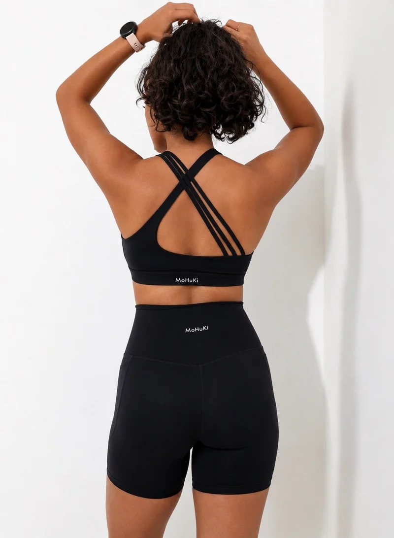 Mohuki Black Active Triple Line Crossback Bra for Women | Best Price UAE