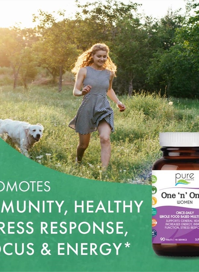 PURE ESSENCE LABS One N Only Multivitamin for Women, Natural One a Day Herbal Supplement with Vitamin D3, B12, and Biotin with Whole Foods, 90 Tablets - Image 3