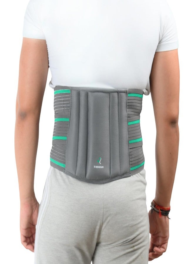 K SQUARIANS Lumbar Sacral Support Waist Belt for Lower Back Pain Relief | LS Belt with Dual Adjustable Straps | Small Grey (28-34 Inches) for Women and Men - Image 1