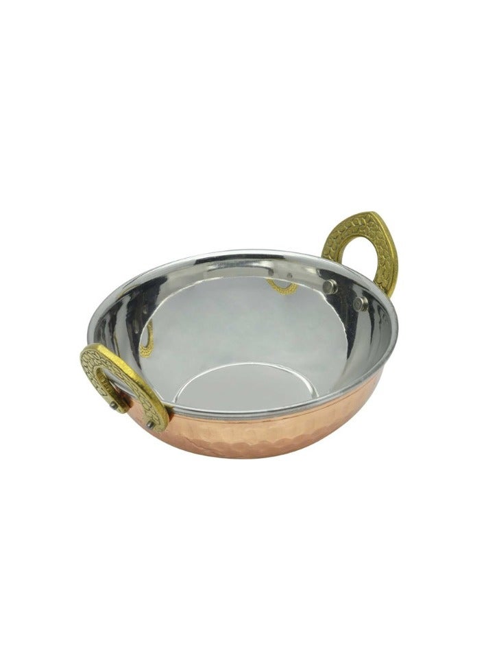 طبق تقديم كاداي نحاسي – 14 سم | وعاء متعدد الأغراض للكاري النحاسي والسلطة والطبق الجانبي والحلوى