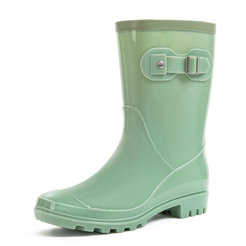 Fubotao Women's Mid Calf Rain Boots Waterproof Fashion Garden Shoes Anti-slipping Rainboots For Women Comfortable Insole Light Rain Shoes - Image 1