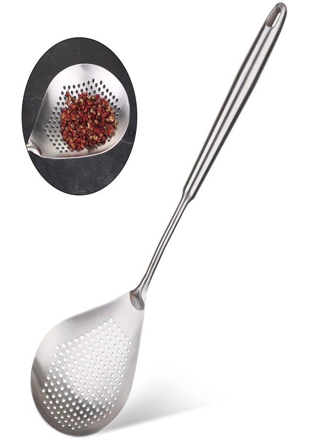 Marte Skimmer Slotted Spoon - 16.5in Small 304 Stainless Steel Pasta Spider Strainer Skimmer Ladle for Cooking and Frying - Metal Scoop Colander Strainer with Comfort Handle for Kitchen Draining - Image 1