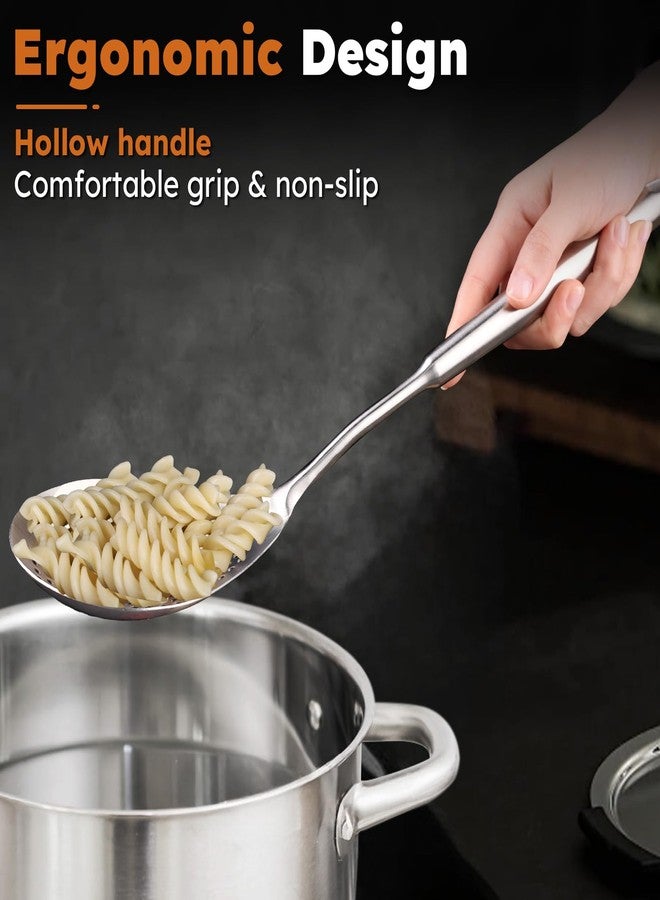 Marte Skimmer Slotted Spoon - 16.5in Small 304 Stainless Steel Pasta Spider Strainer Skimmer Ladle for Cooking and Frying - Metal Scoop Colander Strainer with Comfort Handle for Kitchen Draining - Image 4