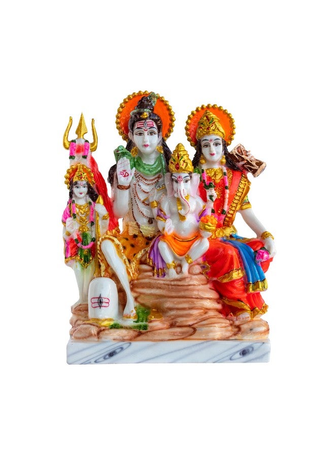 FABZONE Marble Dust Lord Shiv Parivar Idol Shiv Family Statue, Multicolor, 12.5 Inches, 1 Piece - Image 1