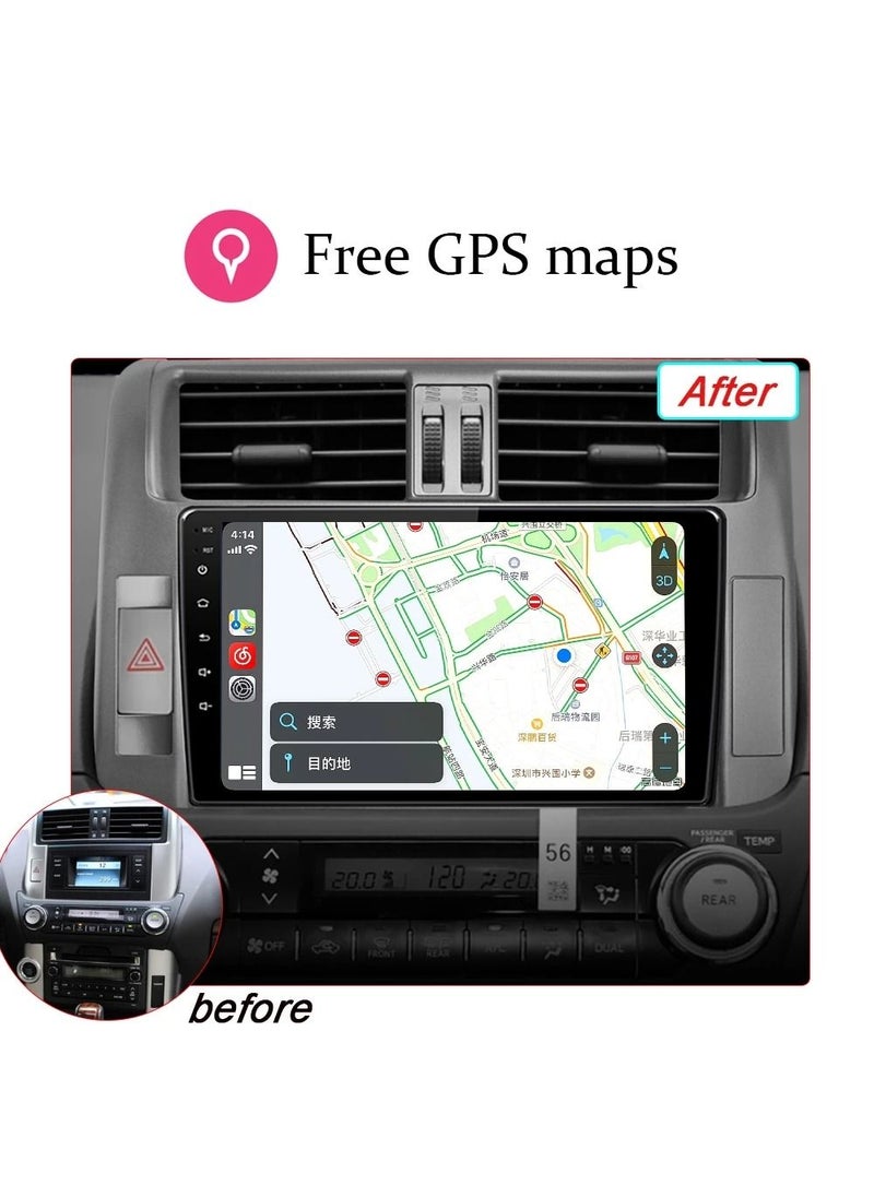 Toyota Prado 2010 2011 2012 2013 Android Screen 4GB RAM Support Apple Carplay Android Auto Wireless QLED Touch Screen DSP Bluetooth AHD Camera Included SIM Card Support Fast Interface