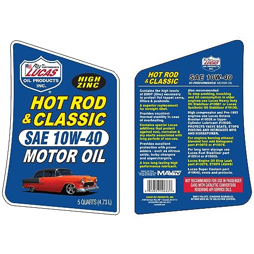 Lucas Oil 10683 Hot Rod & Classic Car SAE 10W-40 Motor Oil - 5 Quart - Image 2