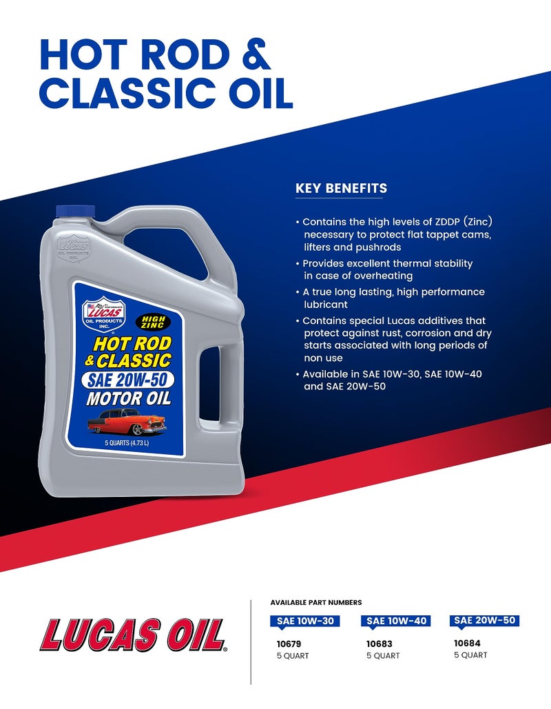 Lucas Oil 10683 Hot Rod & Classic Car SAE 10W-40 Motor Oil - 5 Quart - Image 3