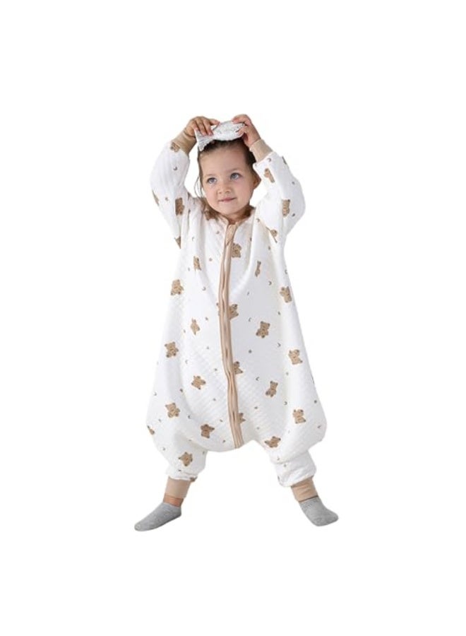 100% organic cotton and muslin sleeping bag in a portable design for unisex children, double zip and long sleeves, wearable baby blanket  - Image 1