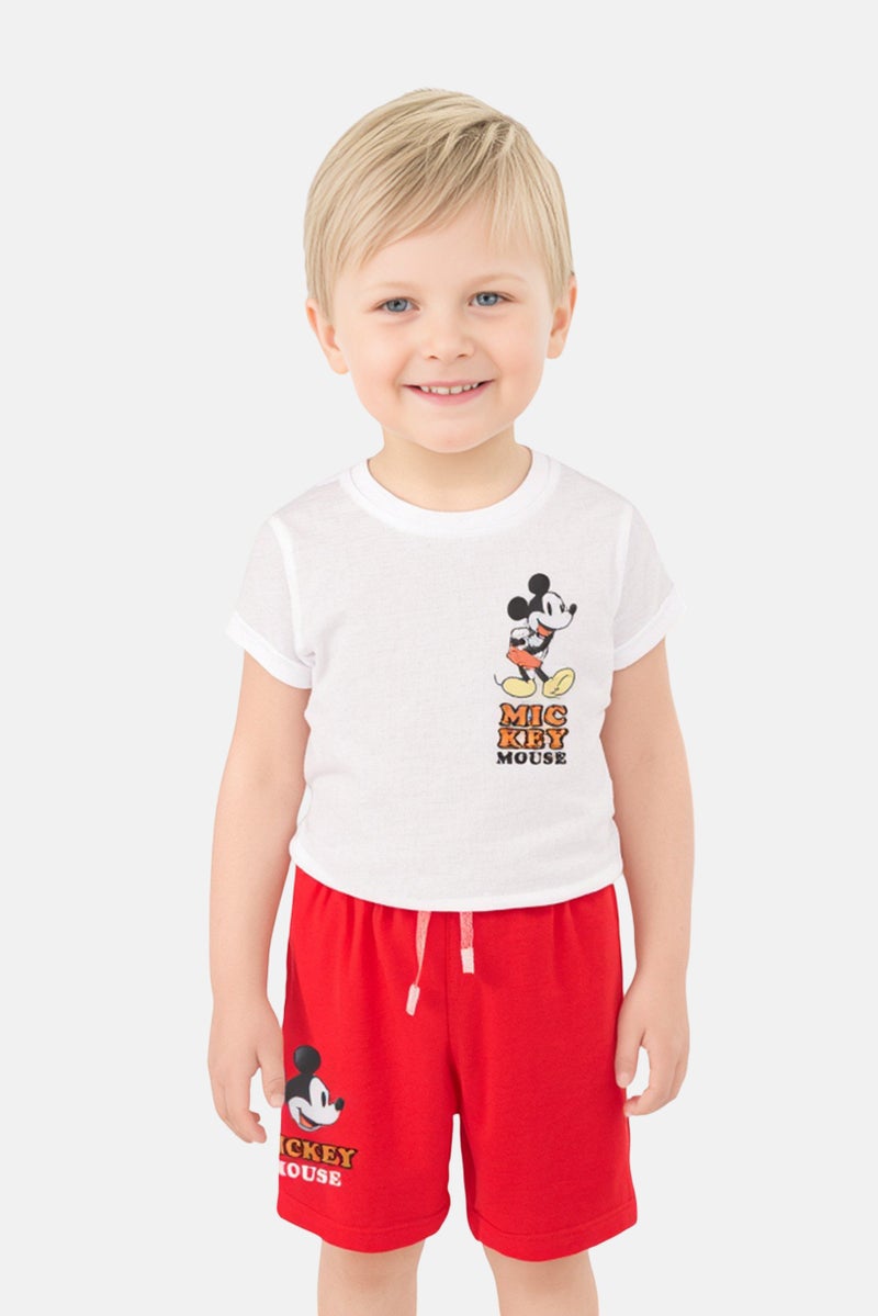 Disney طقم تي شيرت وشورت قصير الأكمام للأطفال الأولاد من ميكي وأصدقائه، متعدد الألوان - Image 1