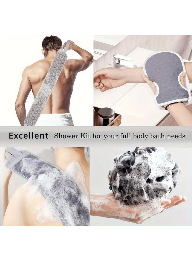Yellow Exfoliating Body Scrubber Set Back Scrubber Bath Glove Loofah Gentle Sensitive Skin - Image 3