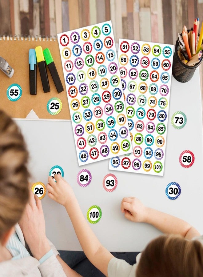 Yeachlaing 1 Inch Number Sticker, Waterproof Round Consecutive Number Stickers 1-100, Colorful Stars Small Number Sticker Vinyl Decals for Office, Classroom, Storage, Inventory, Indoor, Outdoor - Image 4