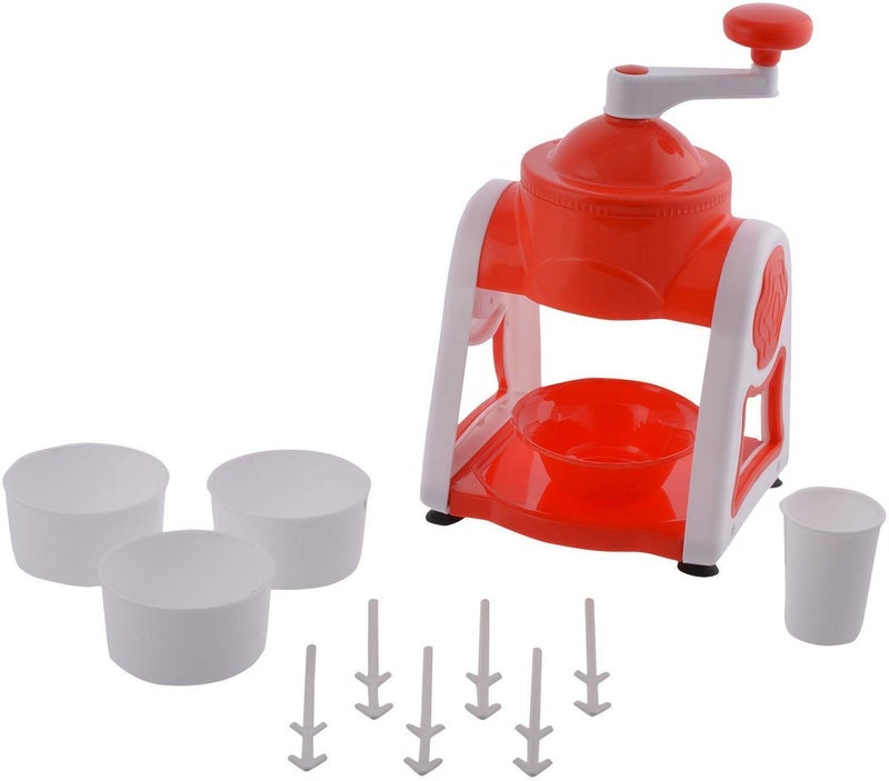 RIVUGJA RIVUGJA Portable Manual Ice Crusher Gola Maker with 3 Bowls 6 Sticks 1 Glass Dish NonElectric Slush Snow Maker for Home Summer Refreshments Baraf ka Gola Banane wali Machine Multicolor  - Image 3
