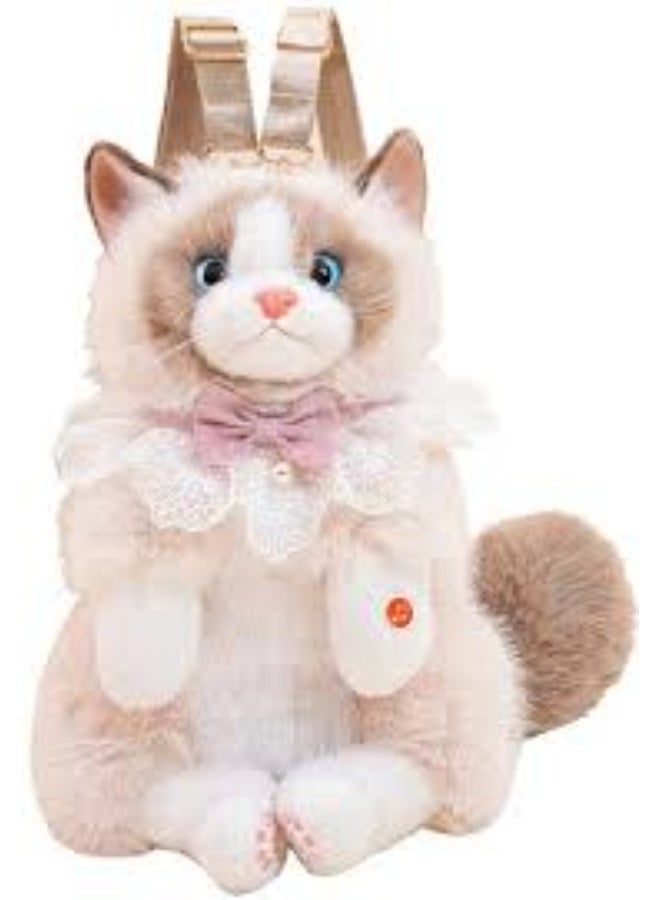 Dreamzon Cute Cat Plush Backpack with Meow Sound | Soft Kawaii Stuffed Animal Shoulder & Crossbody Bag - Image 1