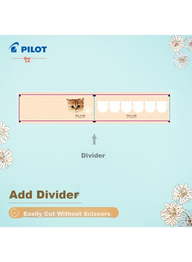 PILOT Planner Paper Tape Paul&joe Series Limited Edition, Birthday Gift For Women, Graduation Gift, Children's Gift, Pmmst-50rpj1 Ivory Light Green Glasses Cat - Image 2