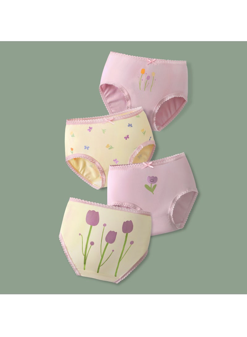 ريدمابليتيك 4 قطع من سراويل داخلية قطنية للبنات على شكل حرف A - Image 1