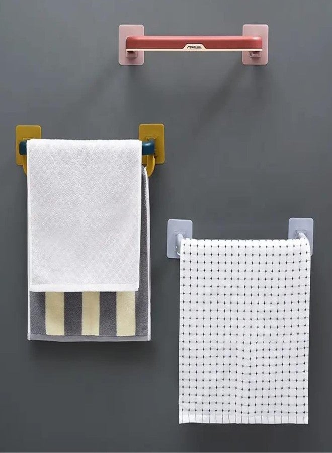 LUCKYMORDEN Wall Mounted Folding Double Towel Bar with Self Adhesive with 2 Stickers(ABS Plastic, Grey & White) - Image 5