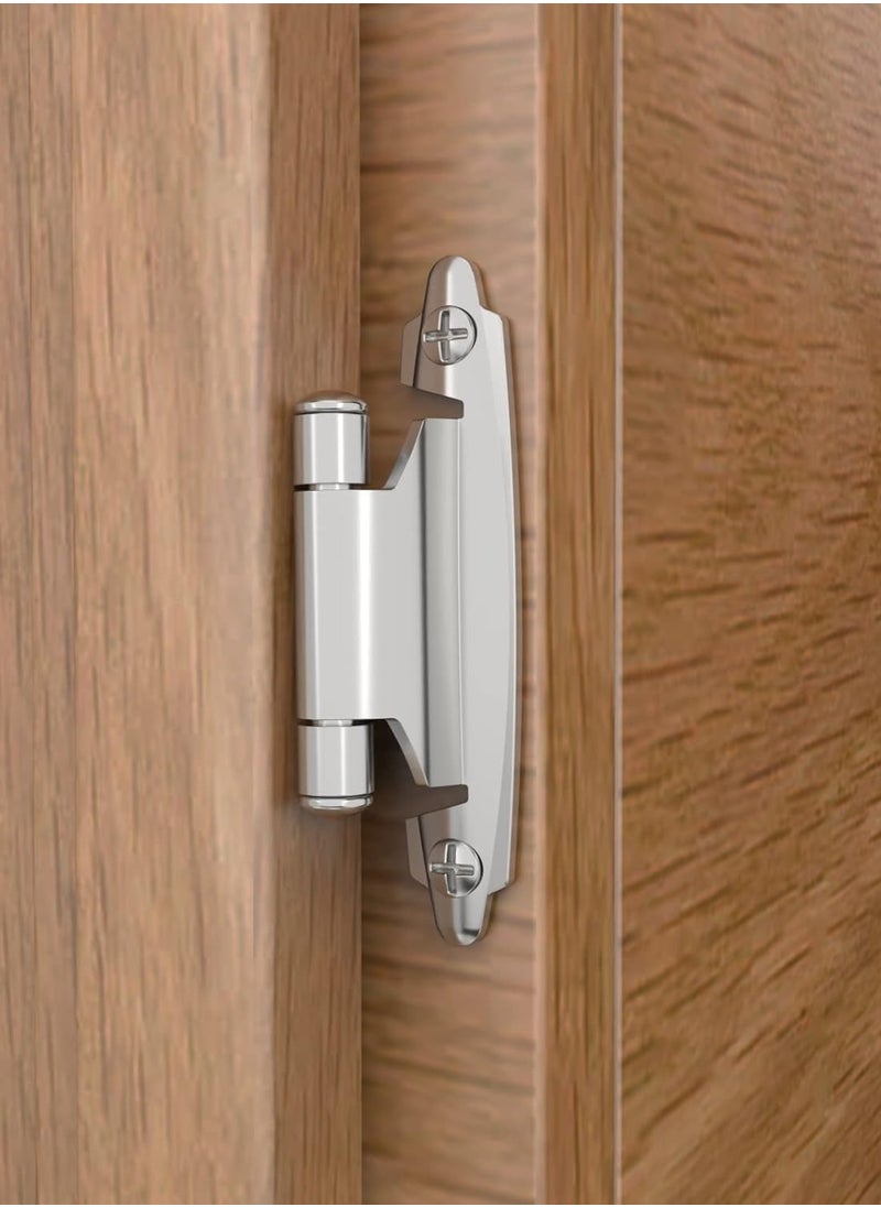 General - 3/8 Inch Inset Cabinet Hinges, 2 Pack Self Closing Flush Face Mount Hinges with Door Bumper, Variable Decorative Hardware for Bathroom, Furniture, Kitchen Cabinet Doors, Brushed Nickel - Image 1