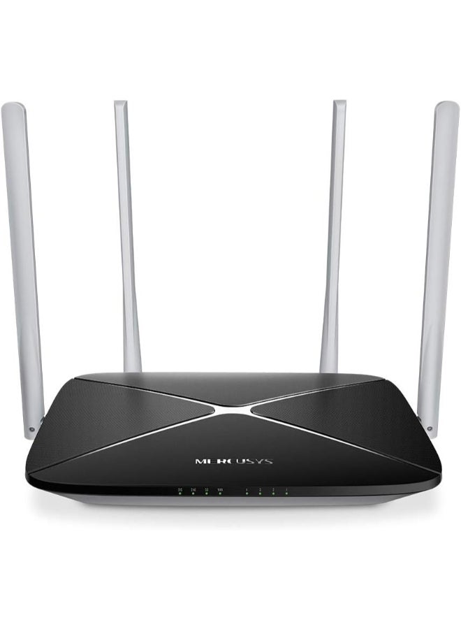 MERCUSYS AC1200 Dual-Band Wi-Fi Router
SPEED: 300 Mbps at 2.4 GHz + 867 Mbps at 5 GHz
SPEC: 4× Fixed External Antennas, 3× 10/100 Mbps LAN Ports, 1× 10/100 Mbps WAN Port
FEATURE: MERCUSYS APP, WPS/Reset Button, IPTV, IPv6, Parental Controls, Guest Network, Easy Installation, ISP Preset (Agile Config) Black - Image 1