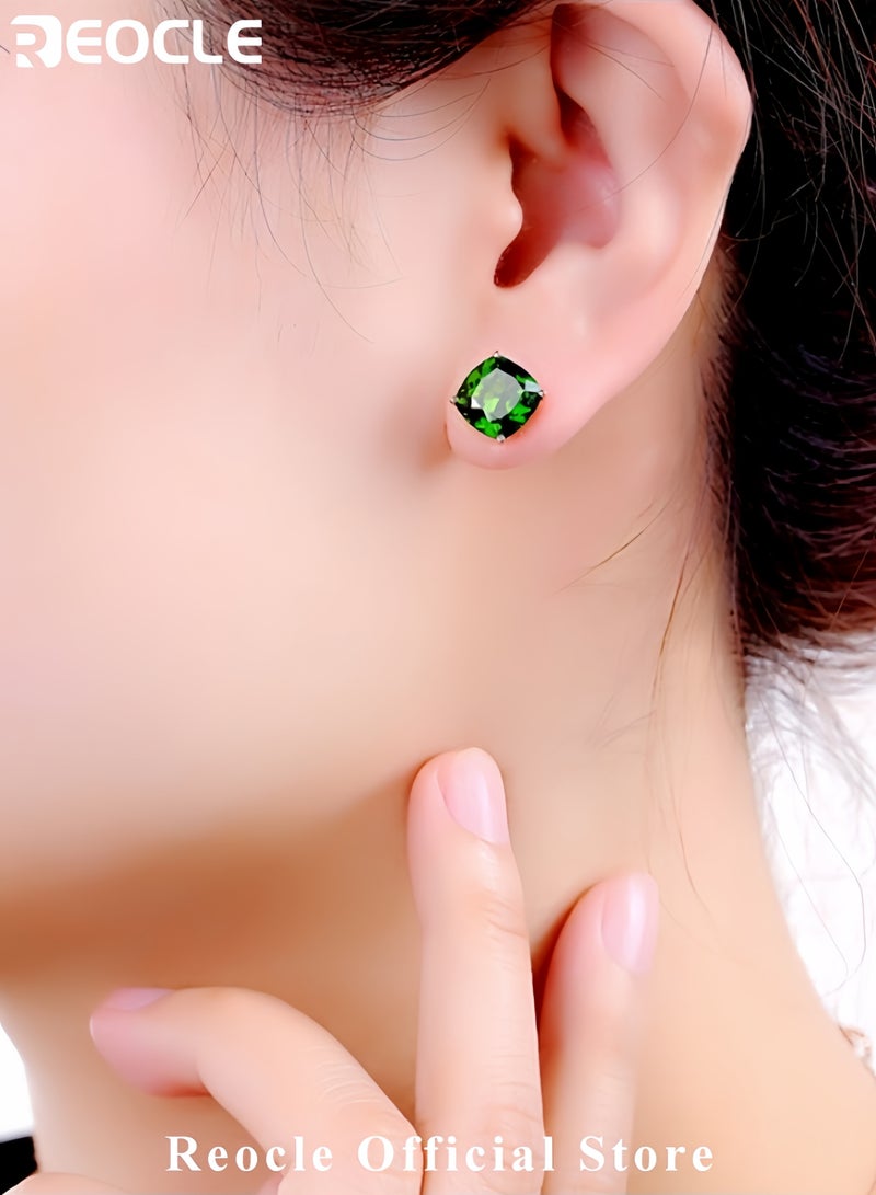 ريوكل طقم مجوهرات الزمرد الطبيعي يتضمن عقد مستطيل أقراط سوار وخاتم طقم مجوهرات من الذهب الوردي الماسي للنساء - Image 3