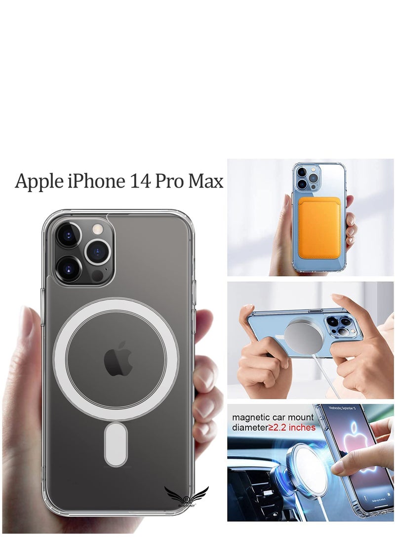 BORTONY - Clear Magnetic Case for iPhone 14 Pro Max Compatible with Magsafe Card Wallet & Wireless Chager, Screen & Camera Protection Shockproof Magsafe Cover for Apple iPhone 14 Pro Max - Image 1