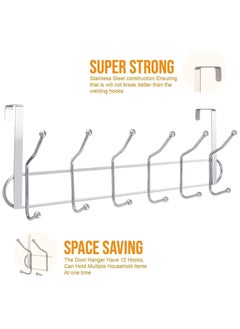 VENDIX 12 Hook Over Door Hanger - Towel, Clothing & Accessory Organizer, Bedroom, Bathroom Hanger - Rust-Resistant Chorom Plated  - Image 4
