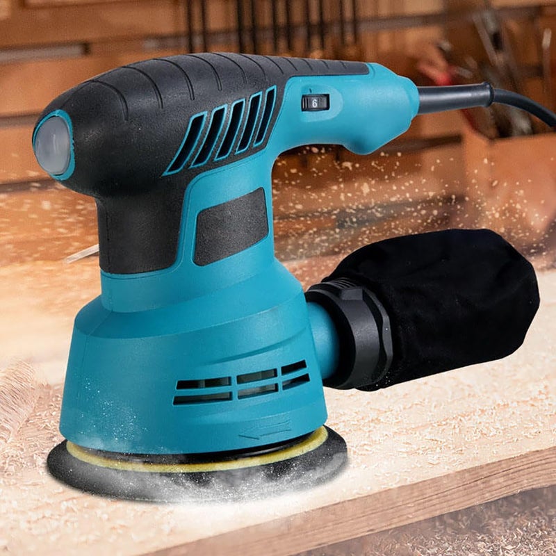 GoodTool Corded Random Orbit Sander, 300W 13000Rpm,6 Variable Speeds, Electric Orbital Sander With Dust Collection, 125Mm 5Pcs Sandpapers, For Sanding, Polishing Wood, Diy, Home Improvements (Uk) - Image 4