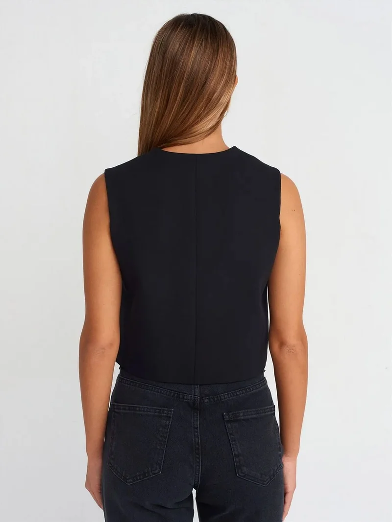 ديلفين Dilvin Women's Cropped Woven Waistcoat