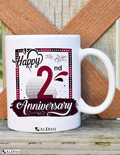 ALDIVO ALDIVO Happy 2nd Anniversary Printed Combo Gift Pack 12 inch x 12 inch Printed Cushion Cover with Filler Printed Mug Printed Key Ring Printed Greeting Card - Image 3