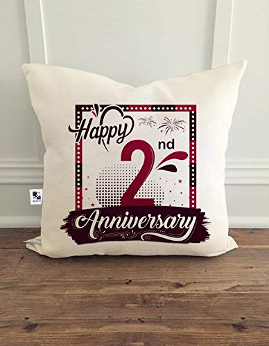 ALDIVO ALDIVO Happy 2nd Anniversary Printed Combo Gift Pack 12 inch x 12 inch Printed Cushion Cover with Filler Printed Mug Printed Key Ring Printed Greeting Card - Image 2