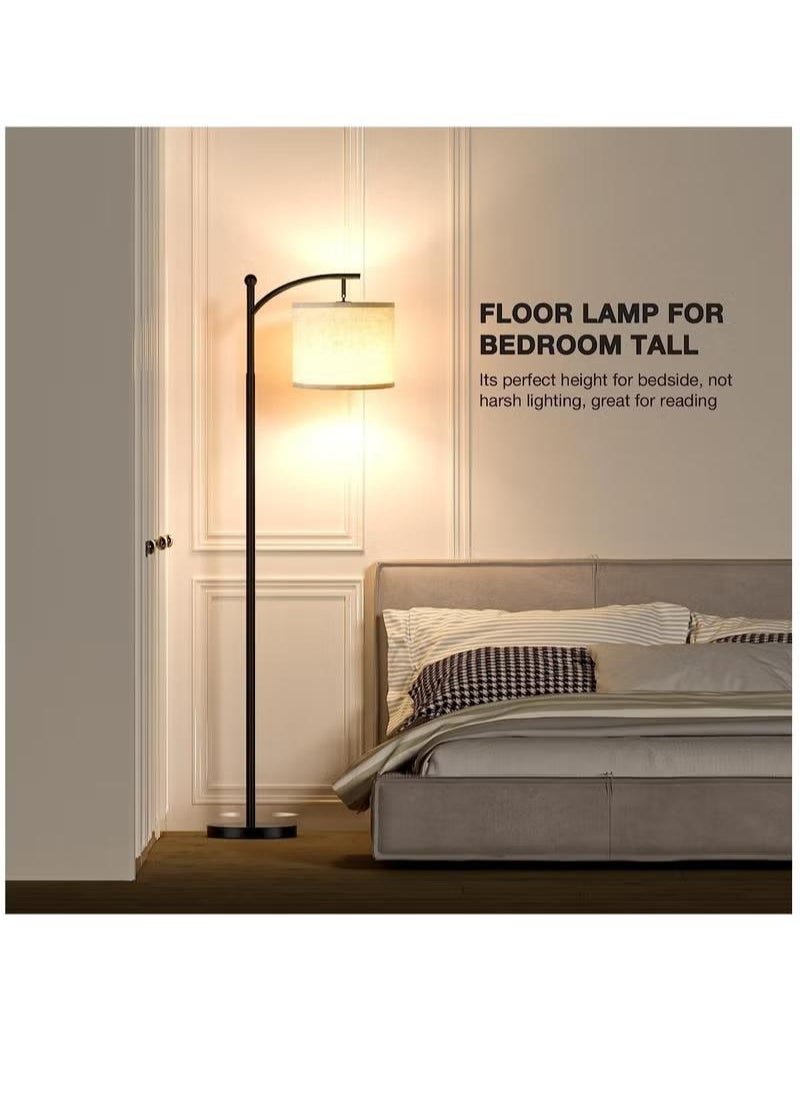 Floor Lamps for Living Room with 3 Color Temperatures, Standing Lamp Tall with Adjustable Linen Shade Black 61.8x11 inch