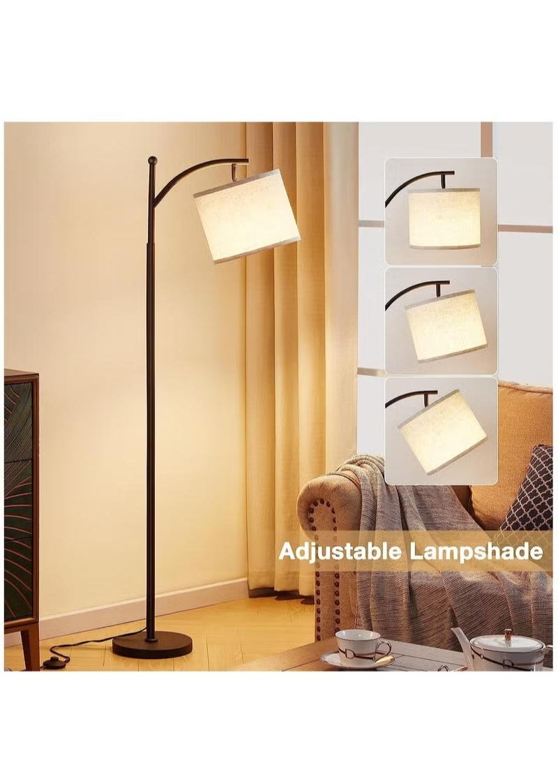 Floor Lamps for Living Room with 3 Color Temperatures, Standing Lamp Tall with Adjustable Linen Shade Black 61.8x11 inch