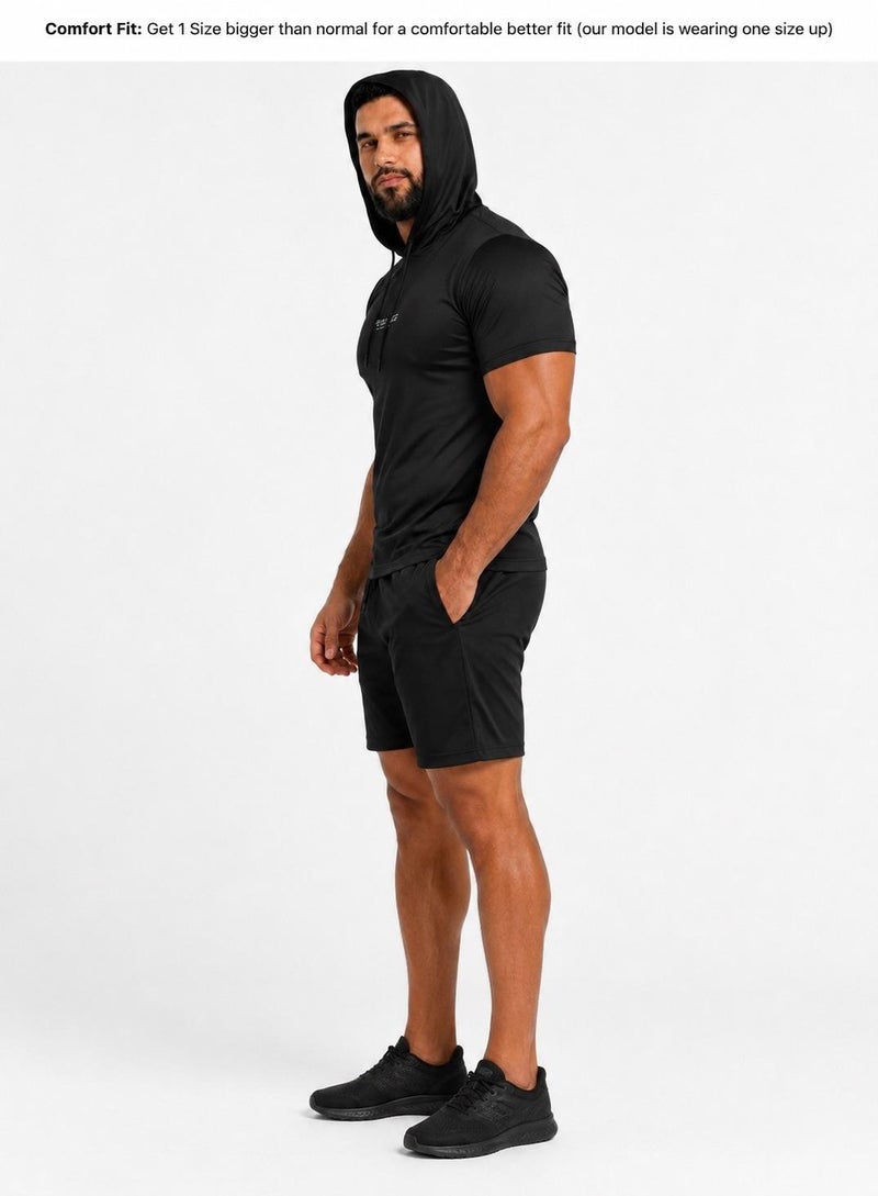 بريما إيس رجالي T-Shirt with Cap عشاق الجيم بريميوم Black - Image 4