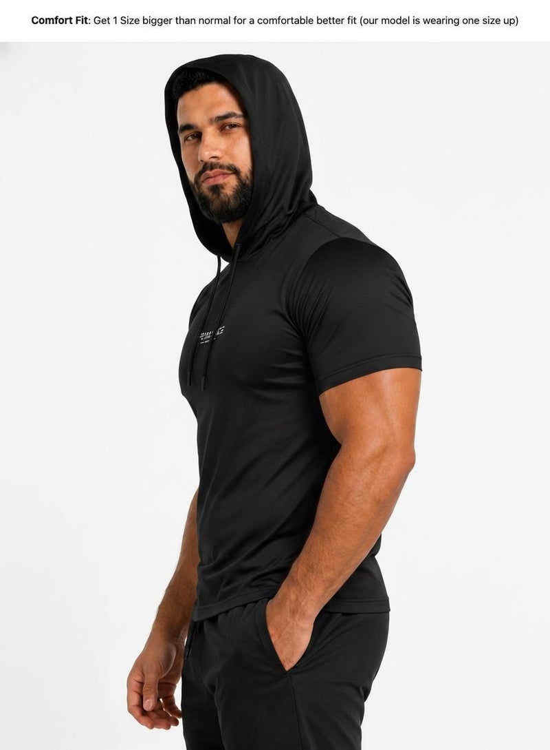 بريما إيس رجالي T-Shirt with Cap عشاق الجيم بريميوم Black - Image 3
