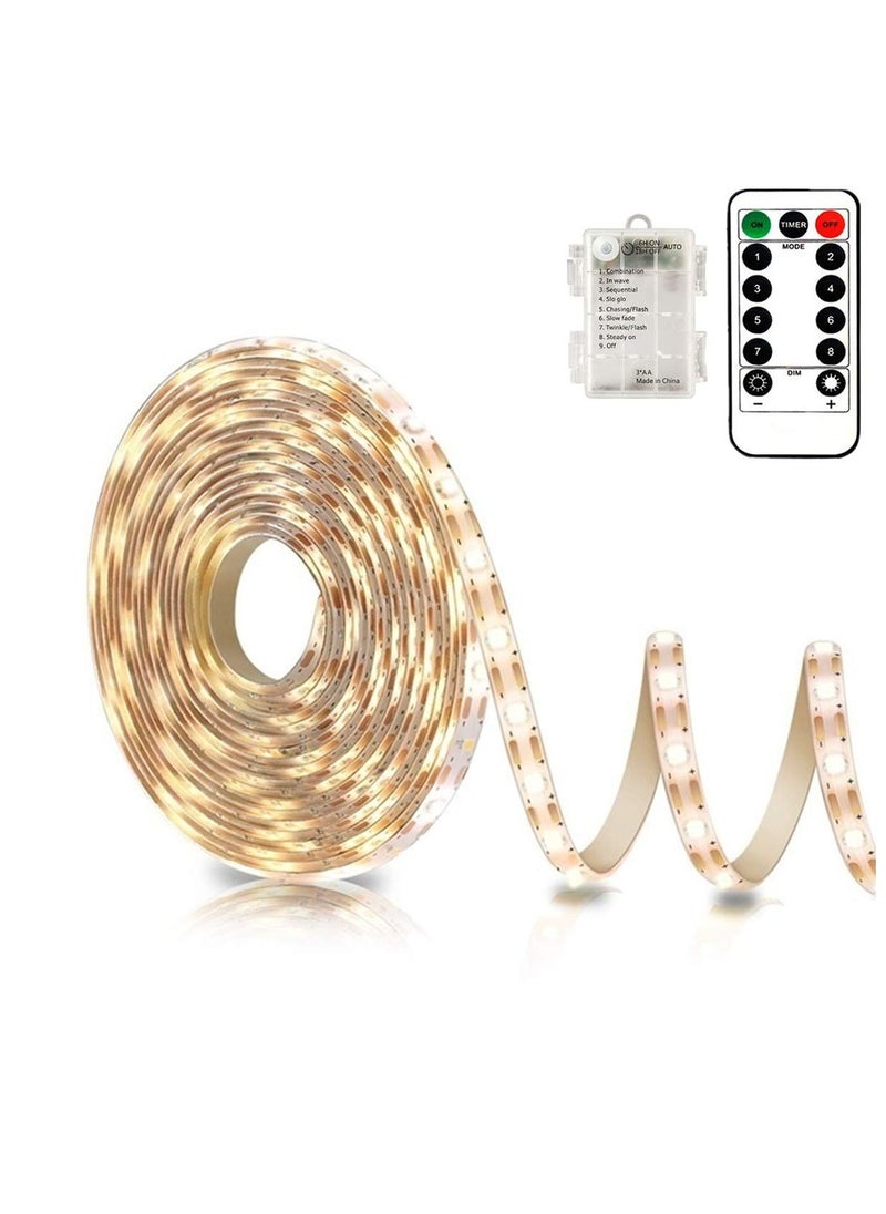 sokany Battery Powered LED Strip Lights with Remote Warm White, Dimmable, Timer, Self-Adhesive, Cuttable, Waterproof, 3m 90led Strip Lights for Tv Kitchen Cupboard Bedroom Decor (Warm White)  - Image 1