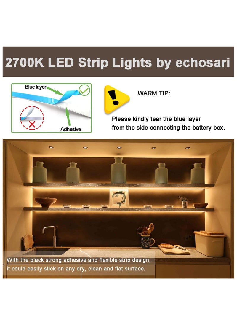 sokany Battery Powered LED Strip Lights with Remote Warm White, Dimmable, Timer, Self-Adhesive, Cuttable, Waterproof, 3m 90led Strip Lights for Tv Kitchen Cupboard Bedroom Decor (Warm White)  - Image 4