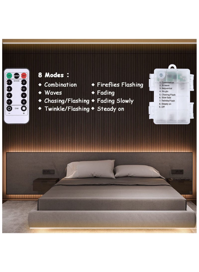 sokany Battery Powered LED Strip Lights with Remote Warm White, Dimmable, Timer, Self-Adhesive, Cuttable, Waterproof, 3m 90led Strip Lights for Tv Kitchen Cupboard Bedroom Decor (Warm White)  - Image 2