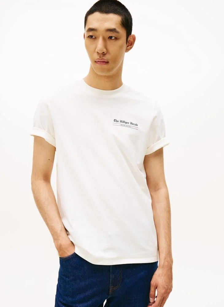 تومي هيلفيغر Back Logo Jersey Crew Neck T-Shirt