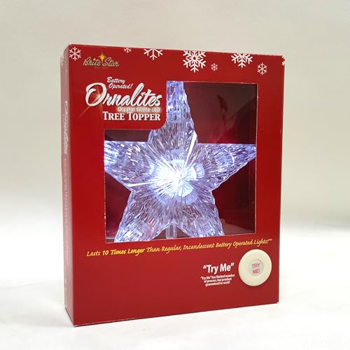 Brite Star Battery Operated 10 Lt Pentagram Star LED Tree Topper, Pure White - Image 3