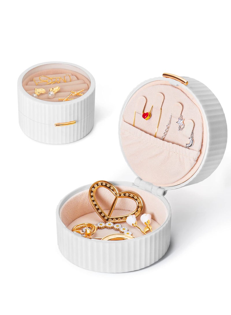 SOLARAE Portable Travel Jewelry Box - Transparent 2-Layer Organizer for Rings, Earrings, Necklaces, and Bracelets - Stylish White Display Storage Solution. - Image 1