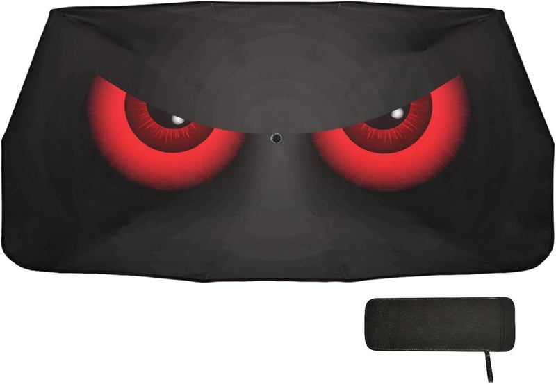 Dussdil Halloween Evil Red Eyes Car Windshield Sunshade Umbrella - Image 2
